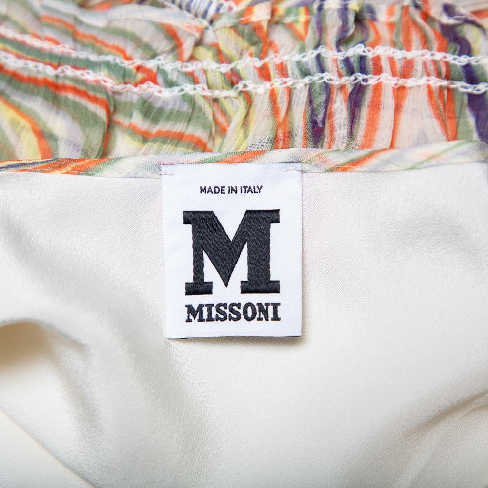 M Missoni Multicolor Printed Silk Sleeveless Tie Detail Midi Dress S In Good Condition For Sale In Dubai, Al Qouz 2