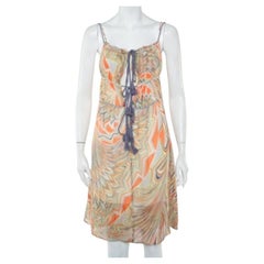M Missoni Multicolor Printed Silk Sleeveless Tie Detail Midi Dress S