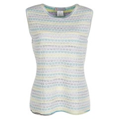 M Missoni Multicolor Striped Floral Crochet Knit Sleeveless Top L