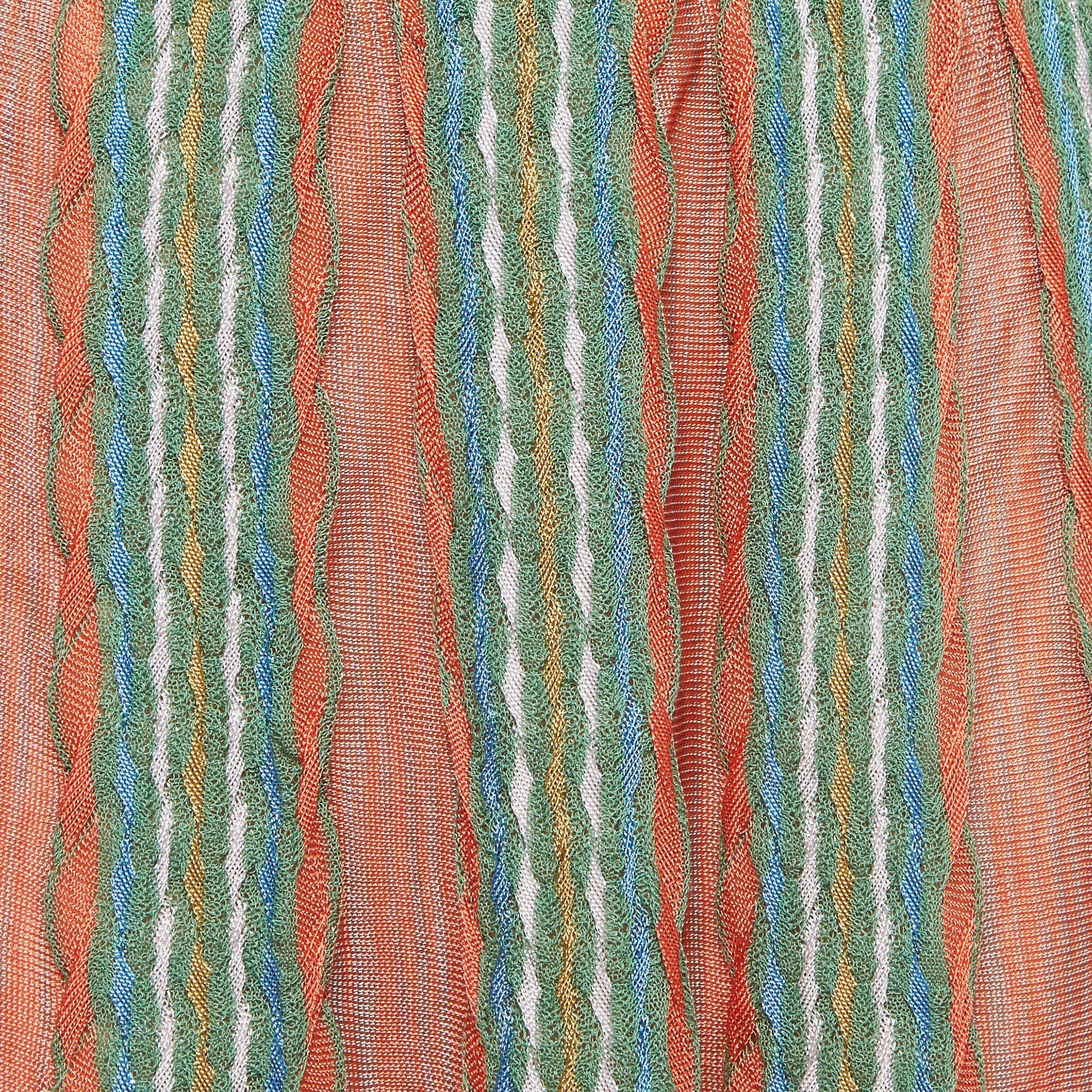 Brown M Missoni Multicolor Striped Knit Mini Skirt S For Sale
