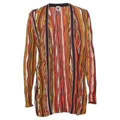 M Missoni Cardigan ouvert sur le devant en tricot rayé multicolore S