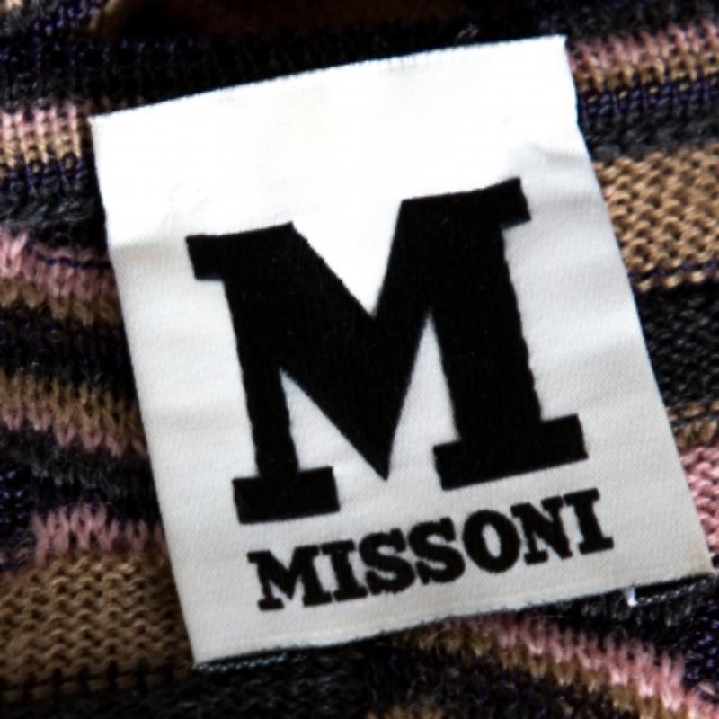 M Missoni Multicolor Striped Knit Shoulder Tie Detail Tunic M im Zustand „Gut“ im Angebot in Dubai, Al Qouz 2