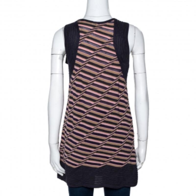 M Missoni Multicolor Striped Knit Shoulder Tie Detail Tunic M im Angebot 2
