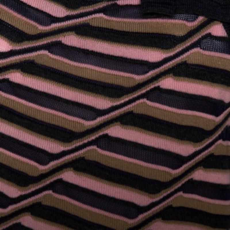 M Missoni Multicolor Striped Knit Shoulder Tie Detail Tunic M im Angebot 3