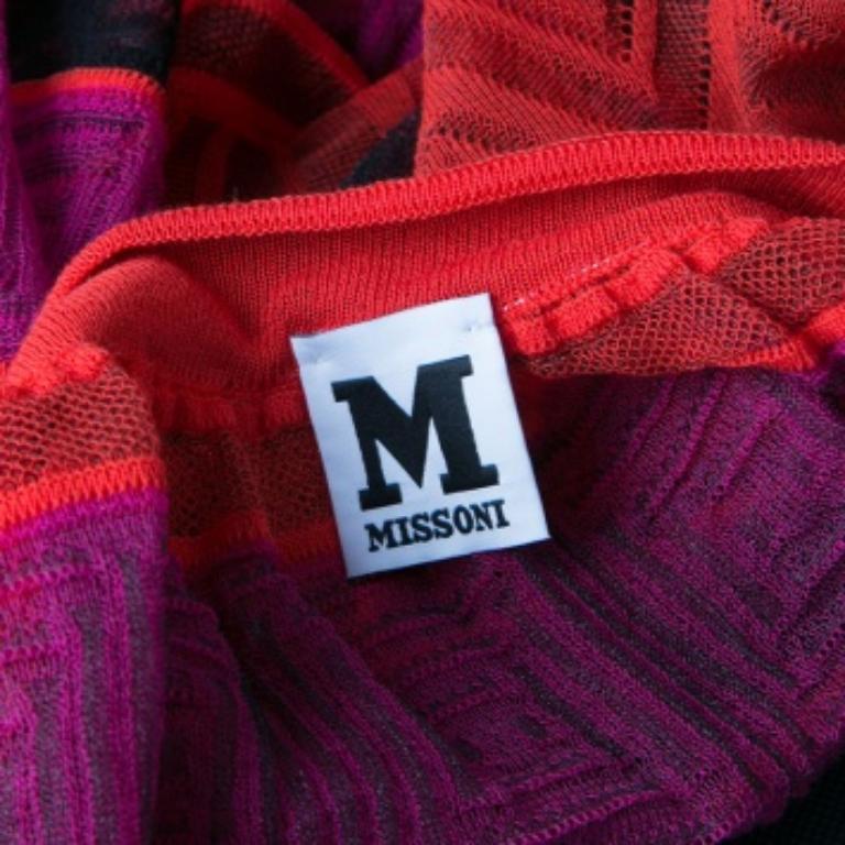 M Missoni Multicolore Striped Perforated Textured Knit Top M Pour femmes en vente