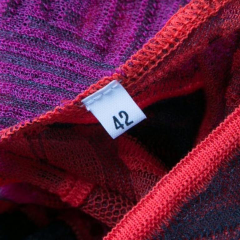 M Missoni Multicolore Striped Perforated Textured Knit Top M en vente 1