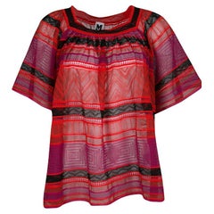 M Missoni Multicolor Gestreiftes Perforiertes Strukturiertes Strick-Top M