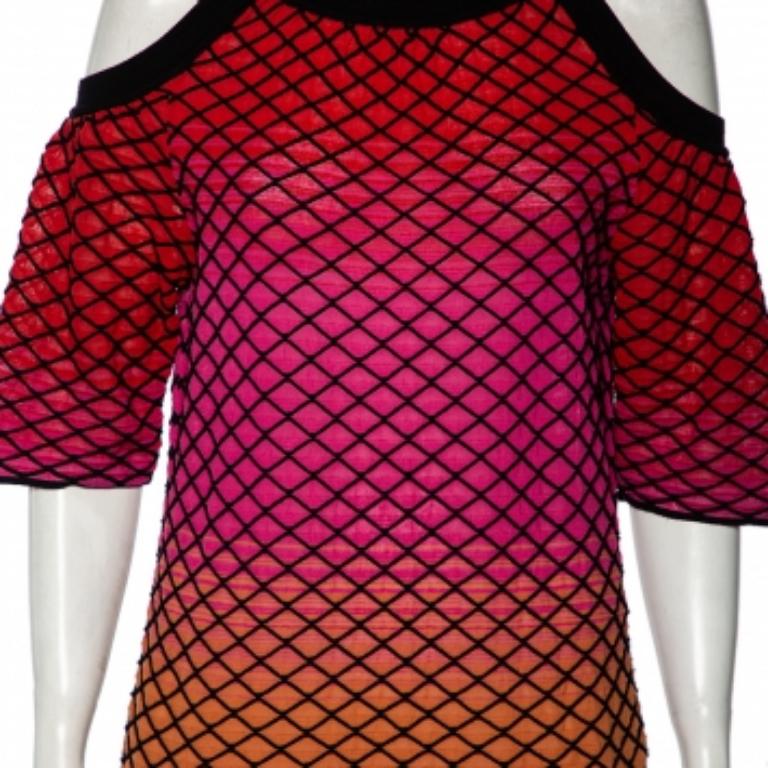 M Missoni Top con hombros fríos de punto texturizado multicolor M Rojo