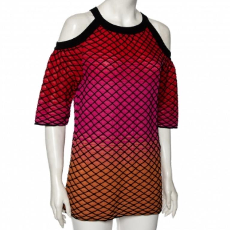 M Missoni Top con hombros fríos de punto texturizado multicolor M en Bueno Estado en Dubai, Al Qouz 2