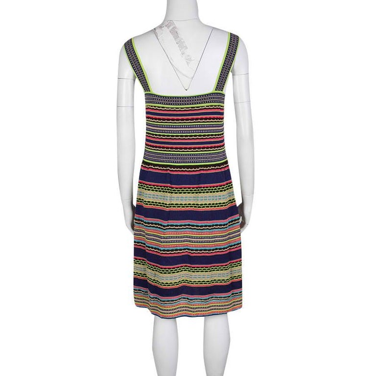 M Missoni Multicolor Textured Striped Knit Sleeveless Dress M For Sale ...