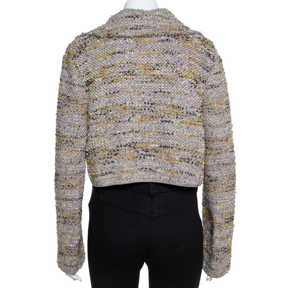 Gray M Missoni Multicolor Tweed Cropped Blazer L