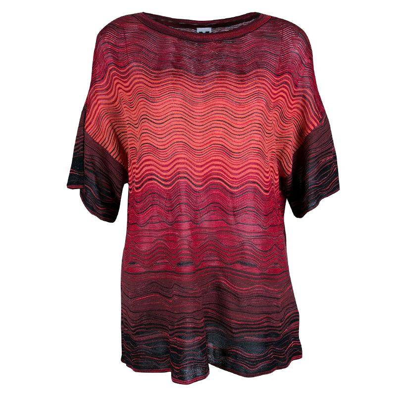 M Missoni Multicolor Wave Pattern Knit Oversized Top S