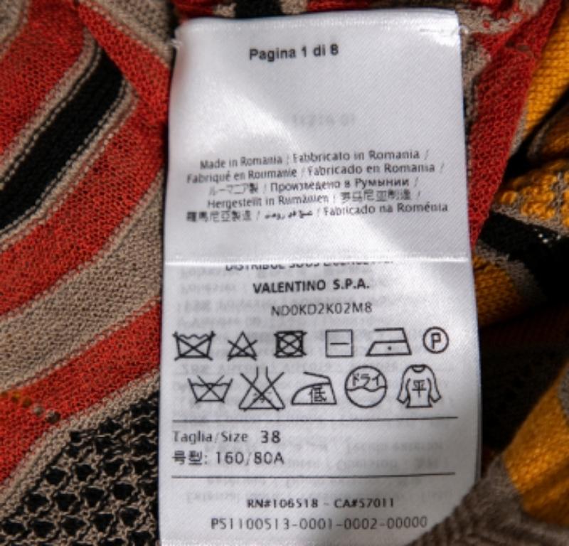 M Missoni - Multicolore Wave Perforated Pattern Knit Ruffle Detailed Midi Dress S.I.M. in vendita 1