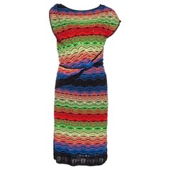 M Missoni Multicolor Wavy Linen Blend Knit Sleeveless Dress M