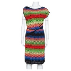 M Missoni Multicolor Wavy Linen Blend Knit Sleeveless Dress M