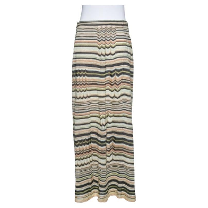 M Missoni Falda de Punto Perforado a Rayas Multicolor L