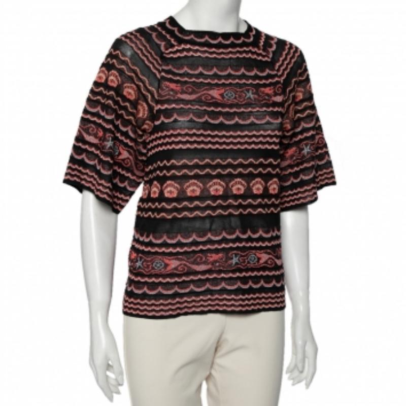 M Missoni Mehrfarbig Wave gemustertes Lurex-Strickoberteil S im Angebot 4