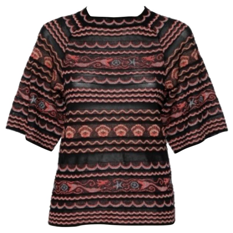 M Missoni Multicolored Wave Patterned Lurex Knit Top S