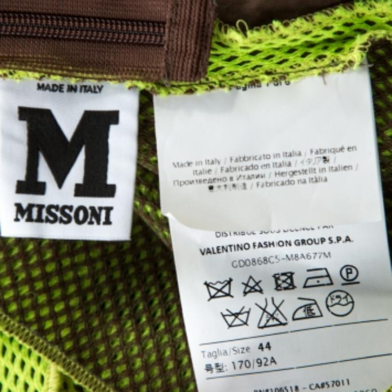 M Missoni Neongrünes ärmelloses Strick-Tanktop aus Mesh-Strick M Damen im Angebot