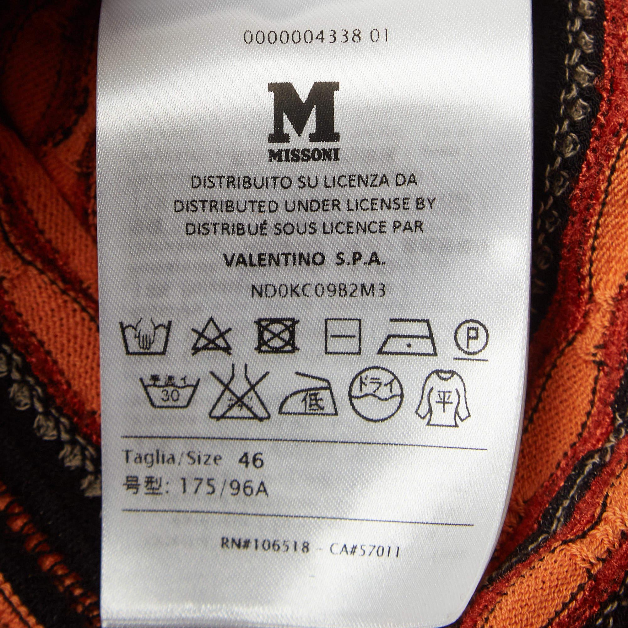 Women's M Missoni Orange/Black Patterned Knit Long Sleeve Top L For Sale