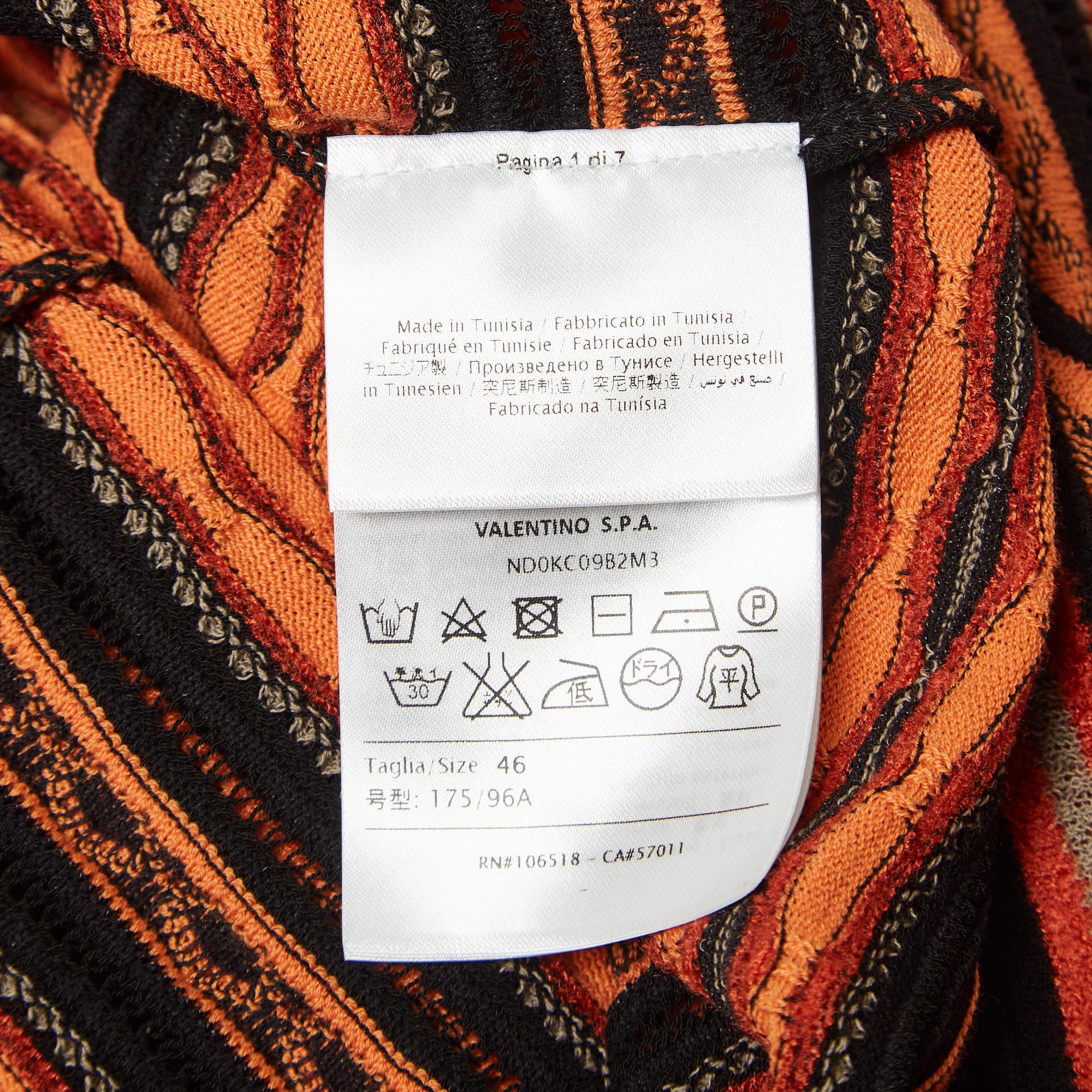 M Missoni Orange/Black Patterned Knit Long Sleeve Top L For Sale 1