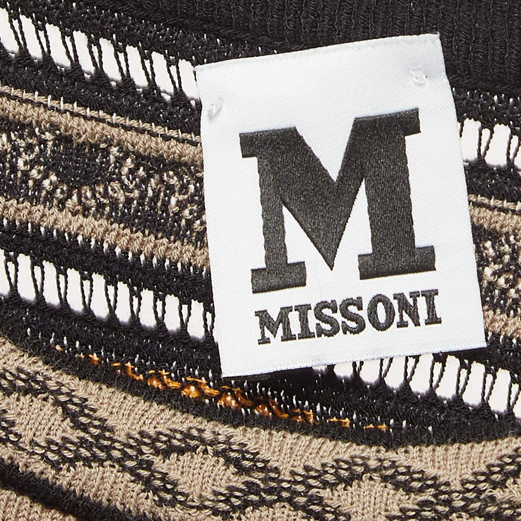 M Missoni Orange/Black Patterned Knit Long Sleeve Top S In New Condition For Sale In Dubai, Al Qouz 2