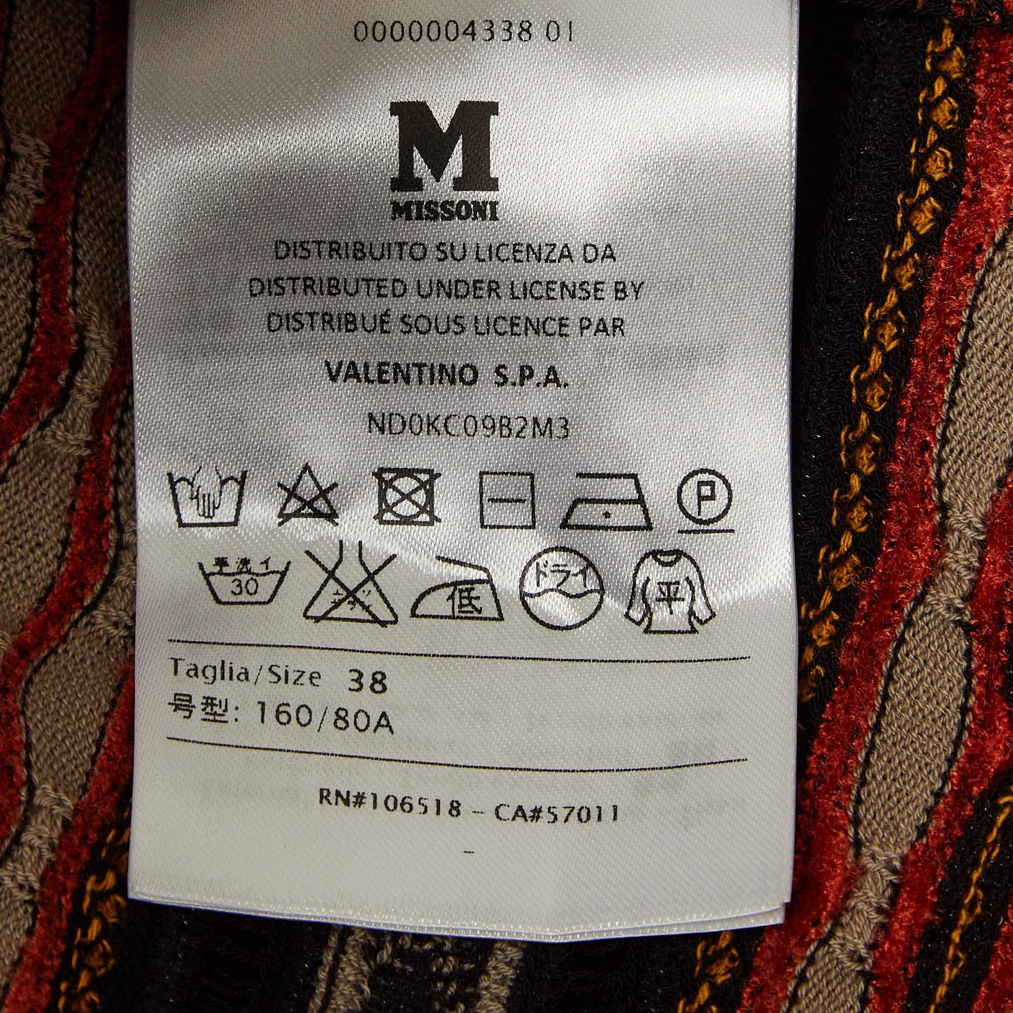 Women's M Missoni Orange/Black Patterned Knit Long Sleeve Top S For Sale