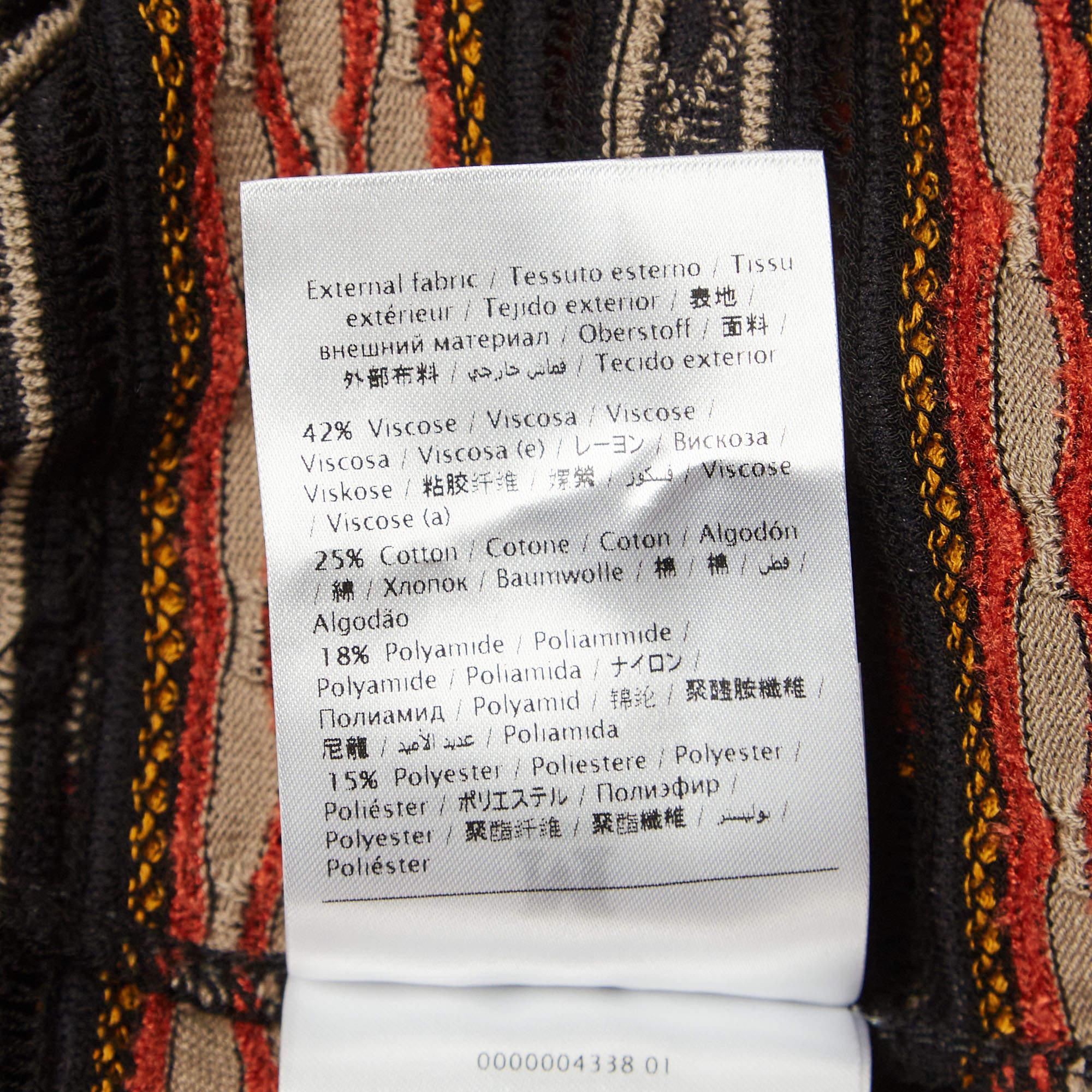 M Missoni Orange/Black Patterned Knit Long Sleeve Top S For Sale 2