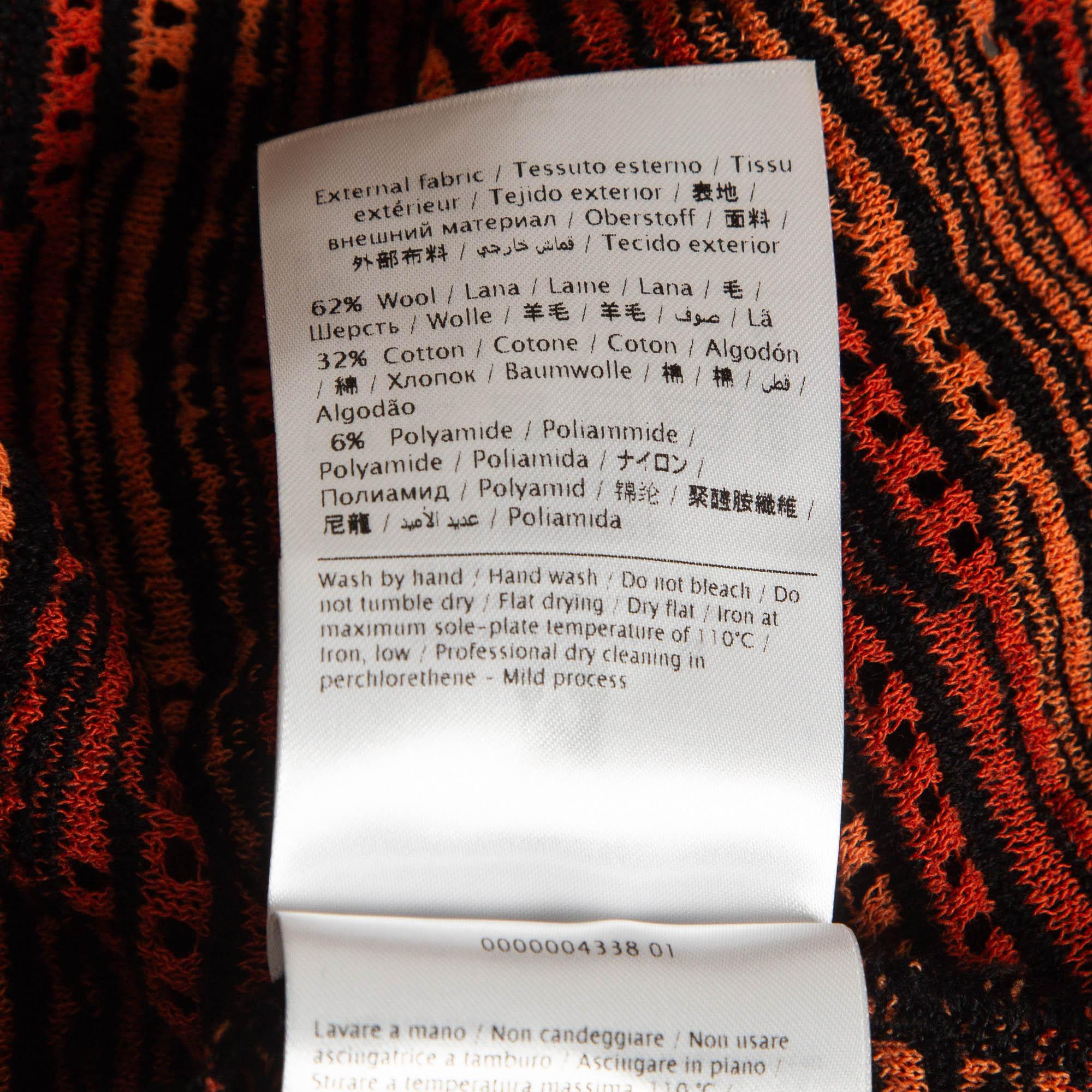 M Missoni Orange Eyelet Knitted Flared Sweatshirt S For Sale 1