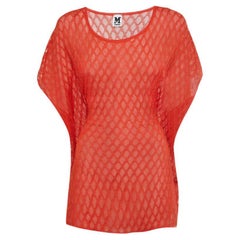 M Missoni Orange Knit Belted Kaftan Top XS