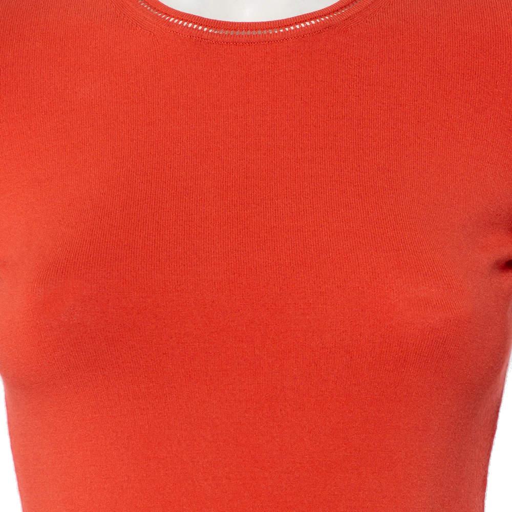 M Missoni Orange Knit Long Sleeve Roundneck T-Shirt M In Excellent Condition In Dubai, Al Qouz 2