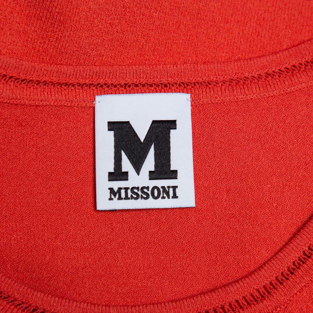 Women's M Missoni Orange Knit Long Sleeve Roundneck T-Shirt M