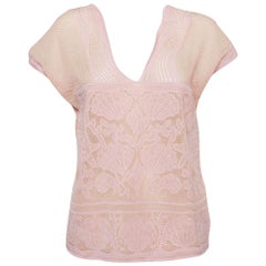 M Missoni Pink Floral Pattern Lurex Knit Cap Sleeve Top M