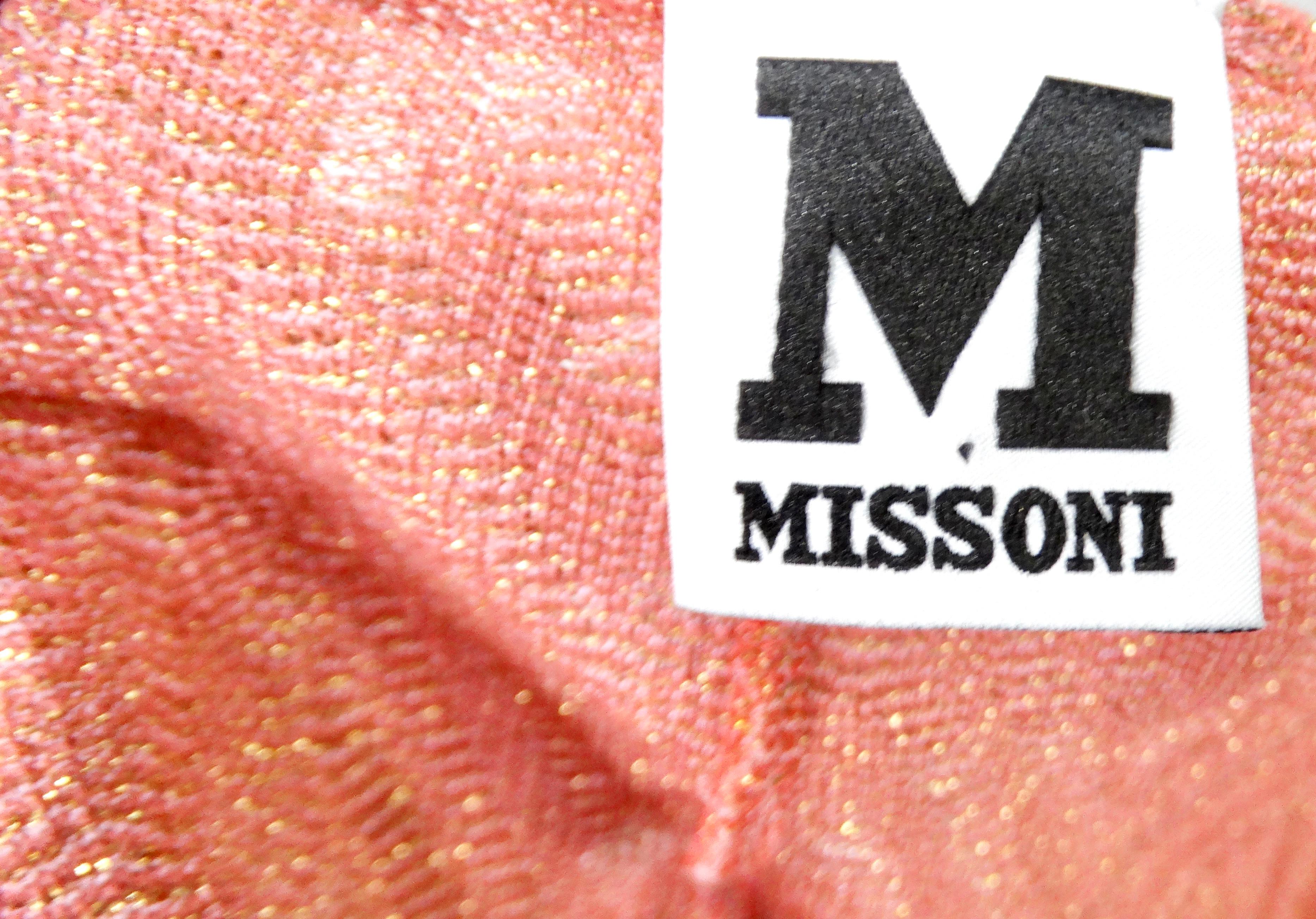 M Missoni Pink & Metallic Gold Knit A-Line Long Sleeve Dress (Robe à manches longues en tricot) 3