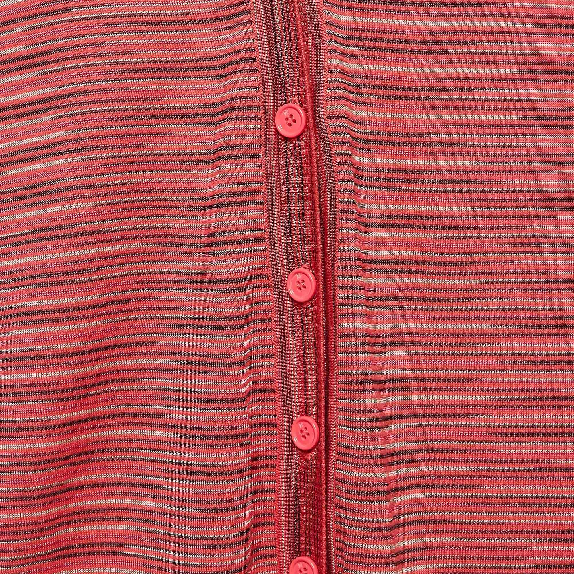 M Missoni Rosa gemusterte Strickjacke mit Knopfleiste vorne M (Pink) im Angebot