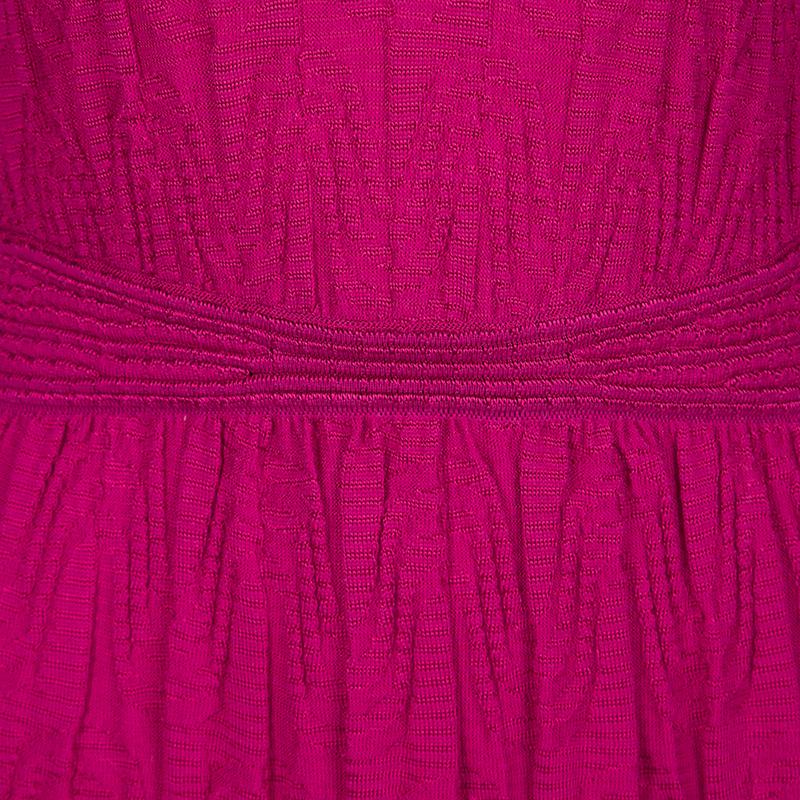 M Missoni Pink Patterned Knit Long Sleeve Maxi Dress M In Good Condition In Dubai, Al Qouz 2