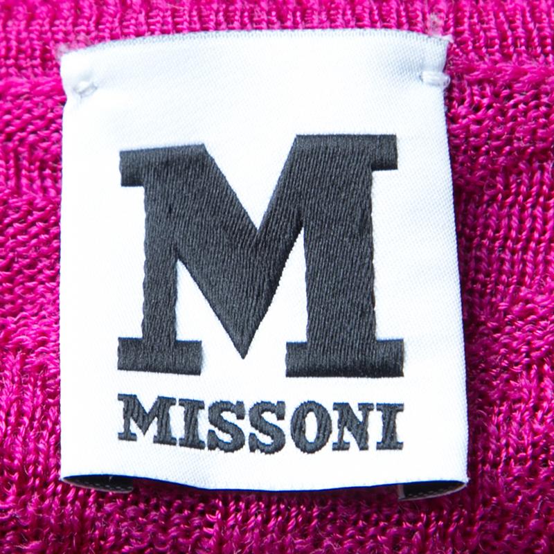 Women's M Missoni Pink Patterned Knit Long Sleeve Maxi Dress M