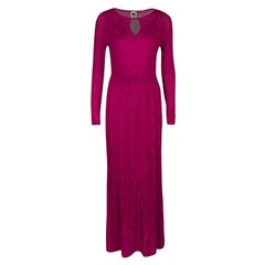 M Missoni Pink Patterned Knit Long Sleeve Maxi Dress M