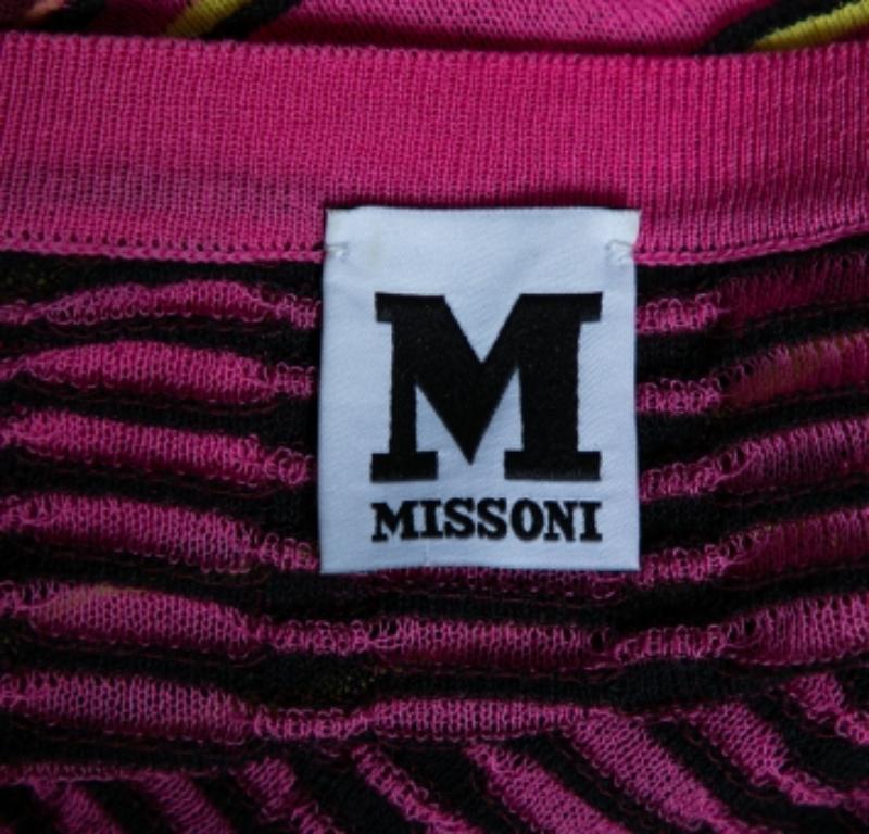 M Missoni Rosa gemusterte Strickjacke mit offener Vorderseite M (Pink) im Angebot