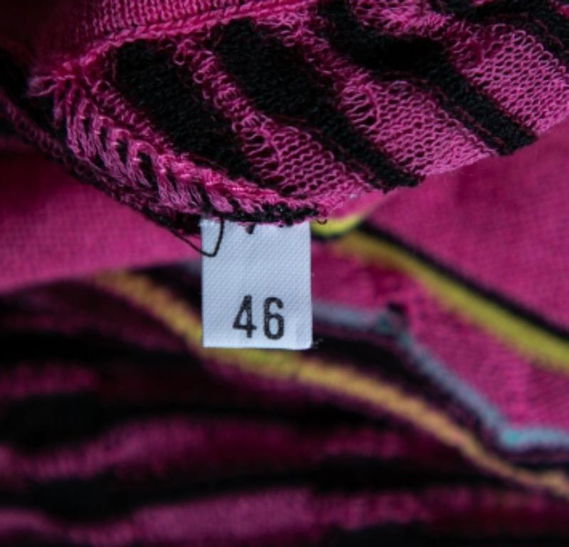 M Missoni Rosa gemusterte Strickjacke mit offener Vorderseite M im Zustand „Gut“ im Angebot in Dubai, Al Qouz 2