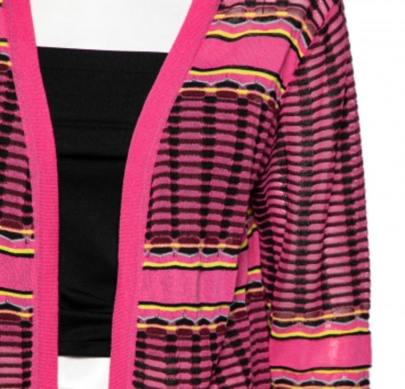 M Missoni Rosa gemusterte Strickjacke mit offener Vorderseite M Damen im Angebot