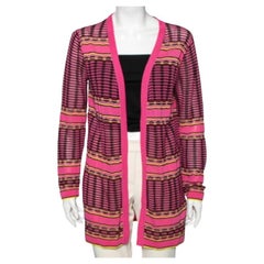 M Missoni Rosa gemusterte Strickjacke mit offener Vorderseite M