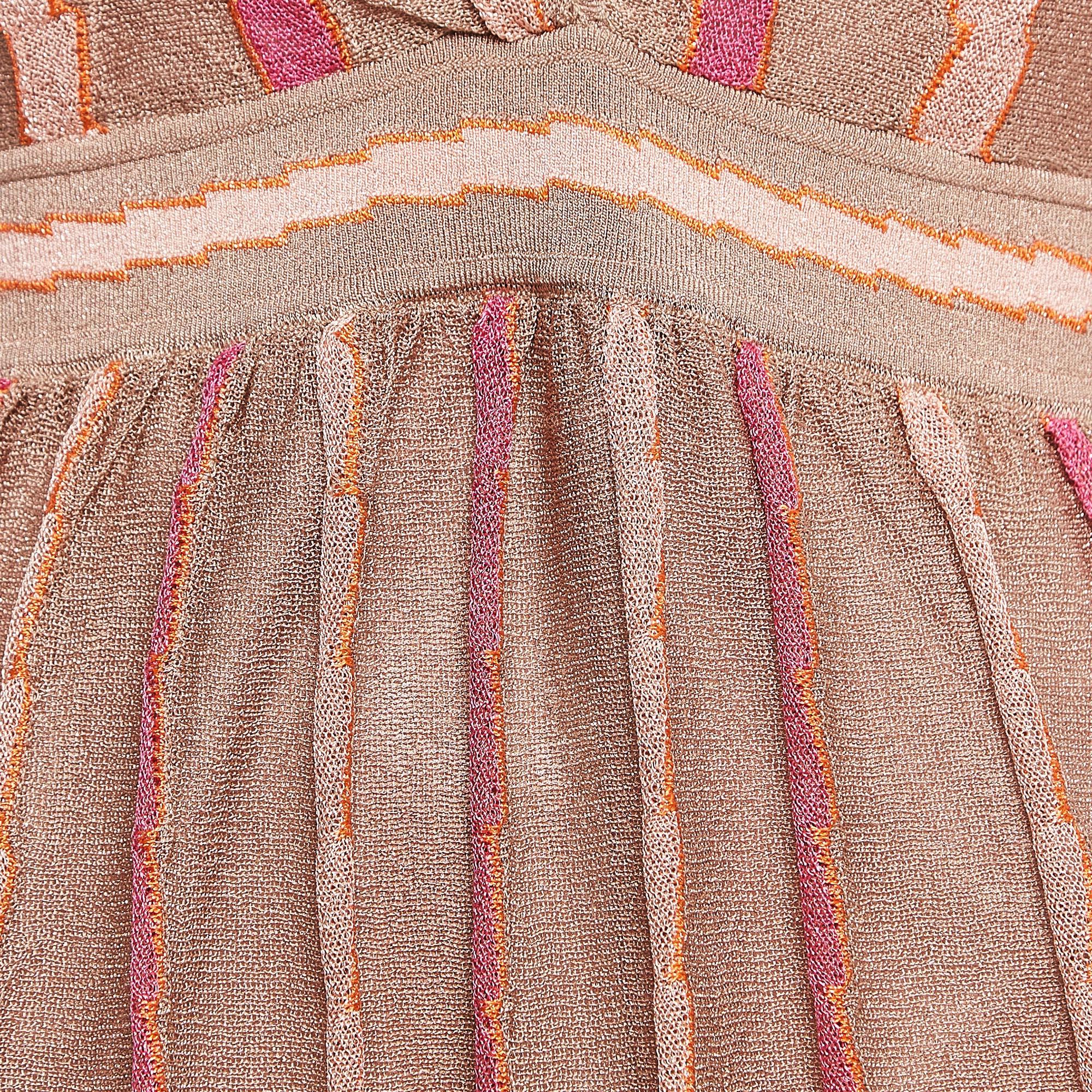 M Missoni Pink Patterned Lurex Knit Midi Dress M In Excellent Condition For Sale In Dubai, Al Qouz 2