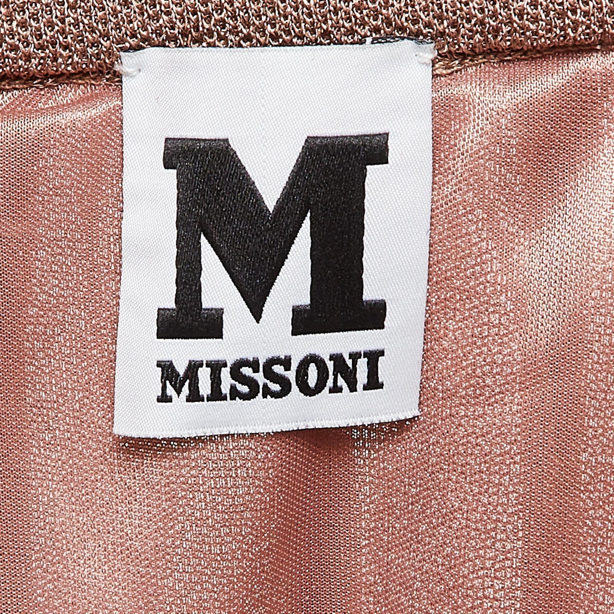 M Missoni Pink Patterned Lurex Knit Midi Dress M Pour femmes en vente