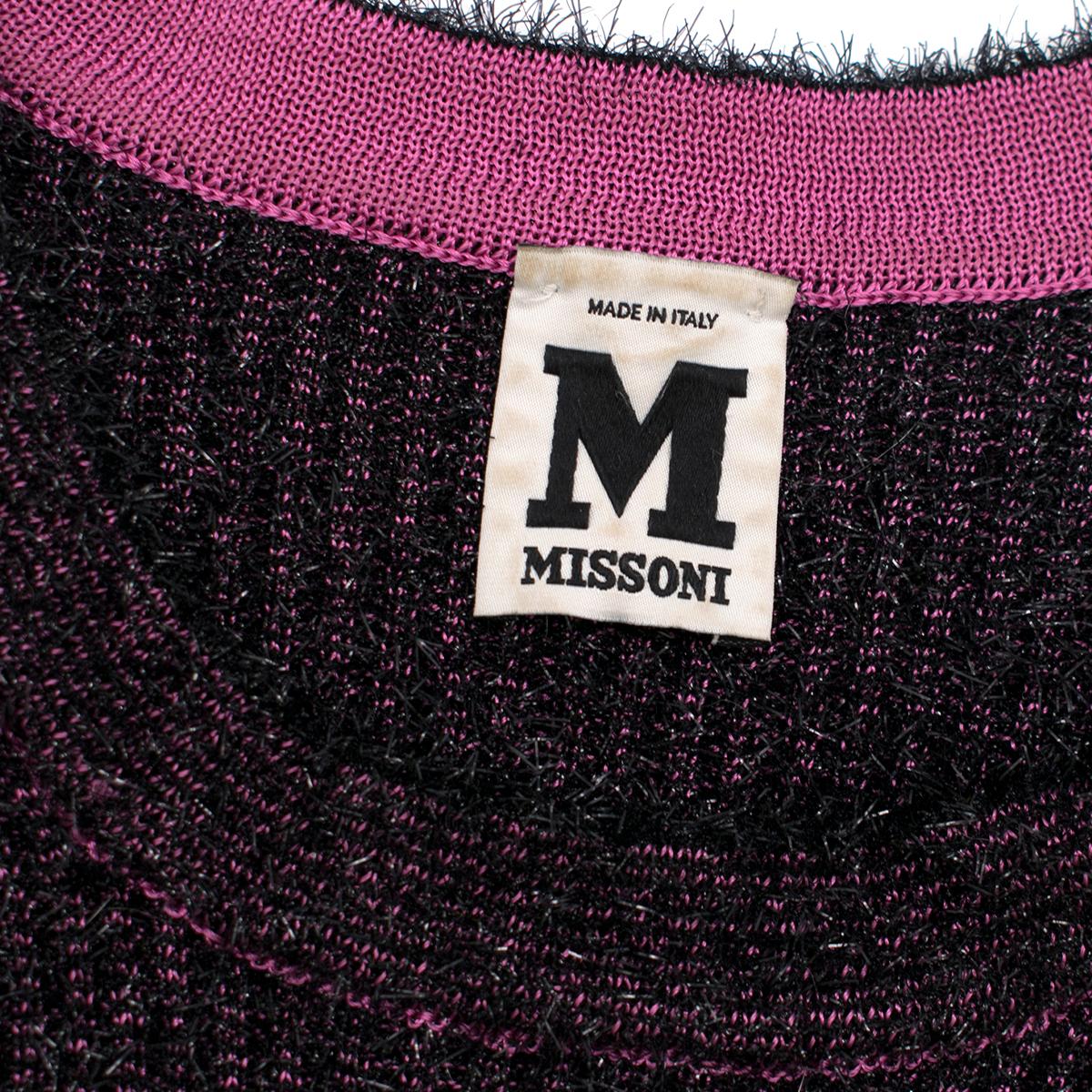 Black M Missoni Pink Tinsel-effect Knit Mini Dress - Size US 4 For Sale