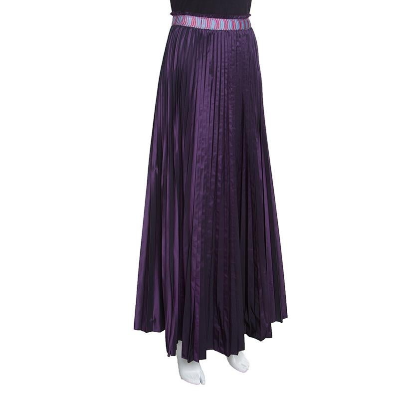 How lovely is this purple skirt from M Missoni! The midi skirt is designed to fall beautifully as pleats from the colourful waistband. Assemble this creation with a pastel blouse and slingback sandals for a winning look.

Includes: The Luxury Closet