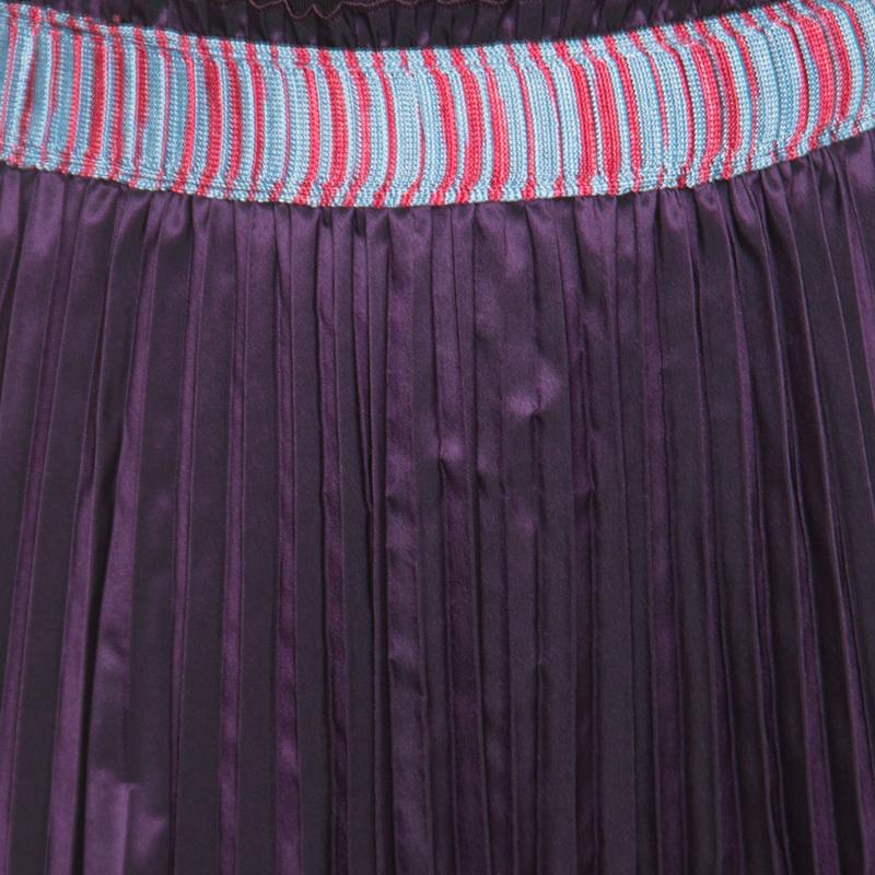 purple pleated midi skirt