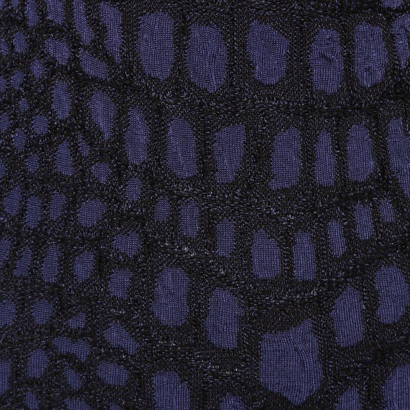 M Missoni Purple Animal Print Knit Asymmetric Sleeve Maxi Dress L In Excellent Condition In Dubai, Al Qouz 2