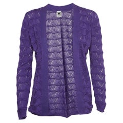 M Missoni Purple Chevon Knit Open Front Cardigan S