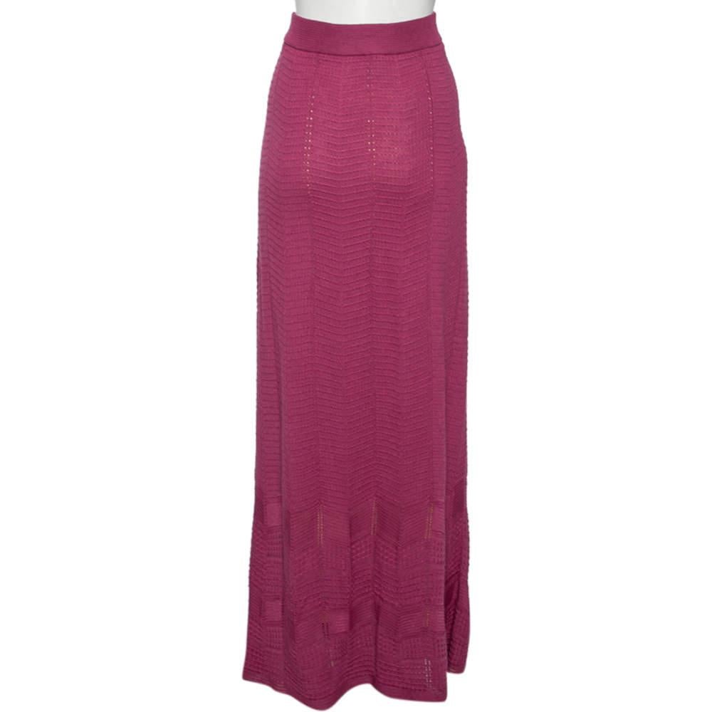 M Missoni Purple Knit Maxi Skirt M In Good Condition In Dubai, Al Qouz 2